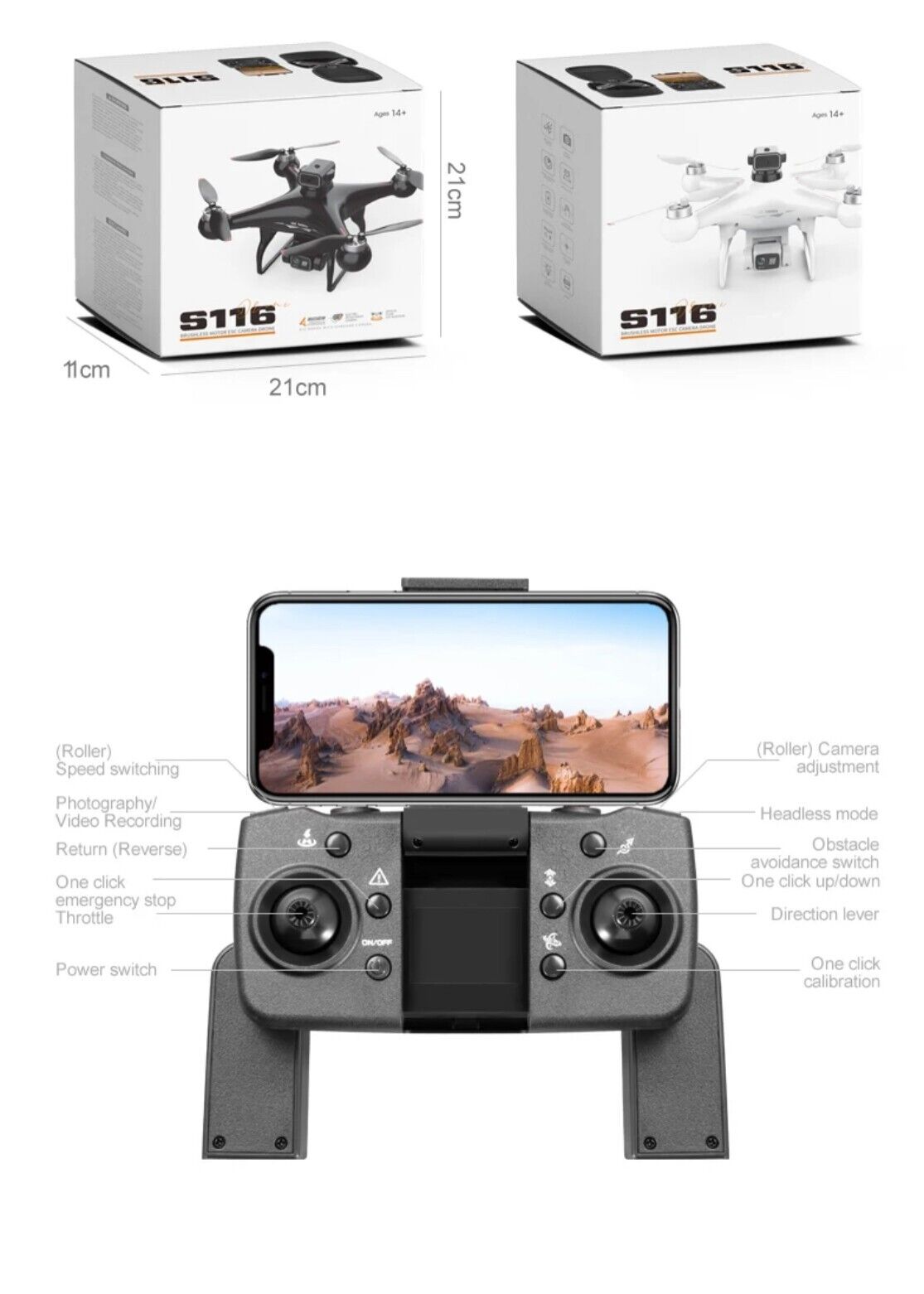 S116 Max Drone Quadcopter Obstacke Avoidance Dual Camera 4K Brushles Optical Flo