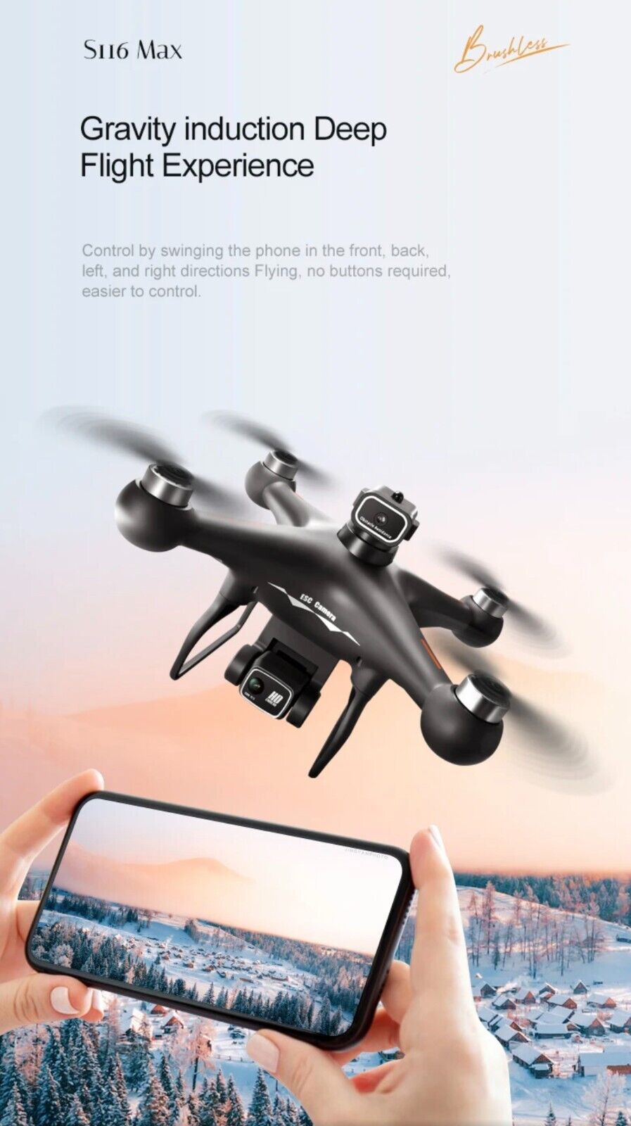 S116 Max Drone Quadcopter Obstacke Avoidance Dual Camera 4K Brushles Optical Flo
