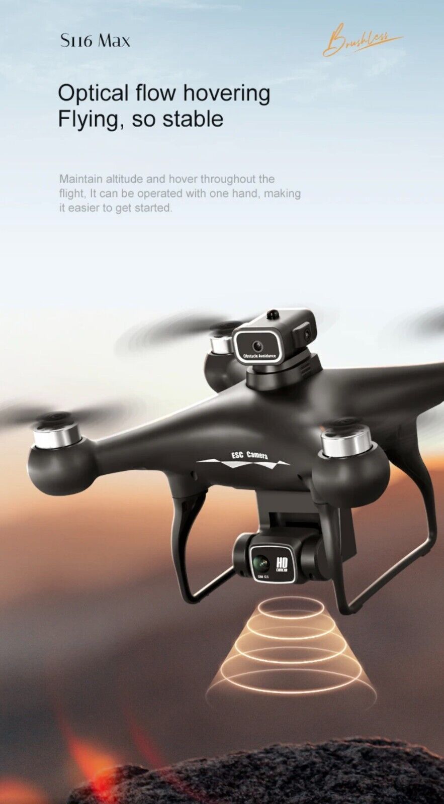 S116 Max Drone Quadcopter Obstacke Avoidance Dual Camera 4K Brushles Optical Flo