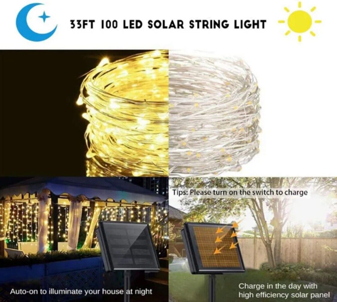 12/32m LED Solar Light Garland Outdoor Garden Fairy String Light Led Twinkle
