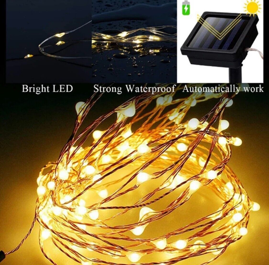 12/32m LED Solar Light Garland Outdoor Garden Fairy String Light Led Twinkle