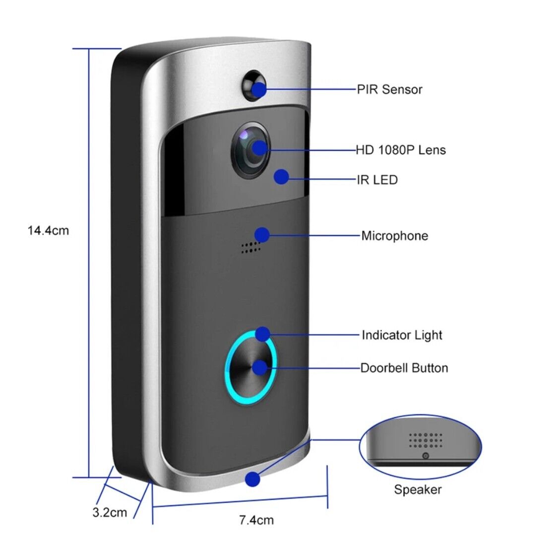 720P HD Smart Home Wireless WIFI doorbell Camera Security Video Intercom IR Nigh