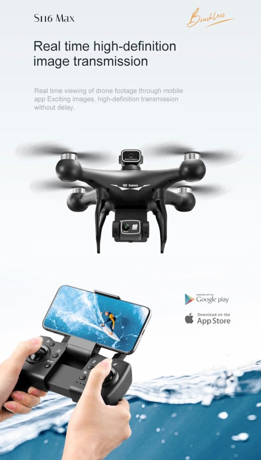 S116 Max Drone Quadcopter Obstacke Avoidance Dual Camera 4K Brushles Optical Flo