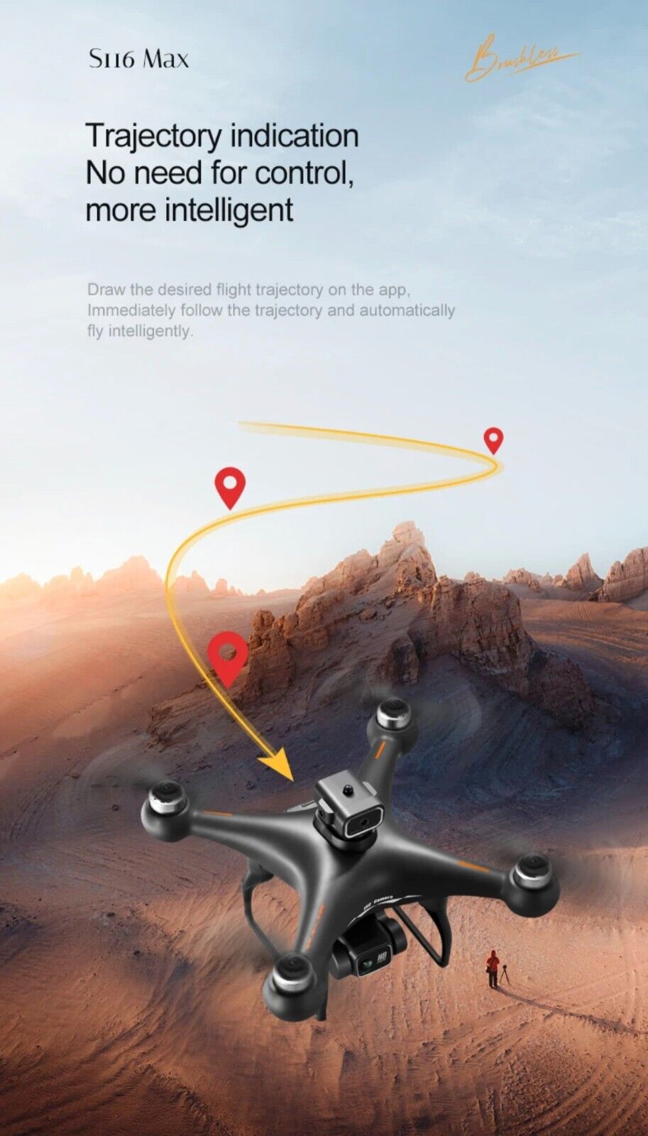 S116 Max Drone Quadcopter Obstacke Avoidance Dual Camera 4K Brushles Optical Flo