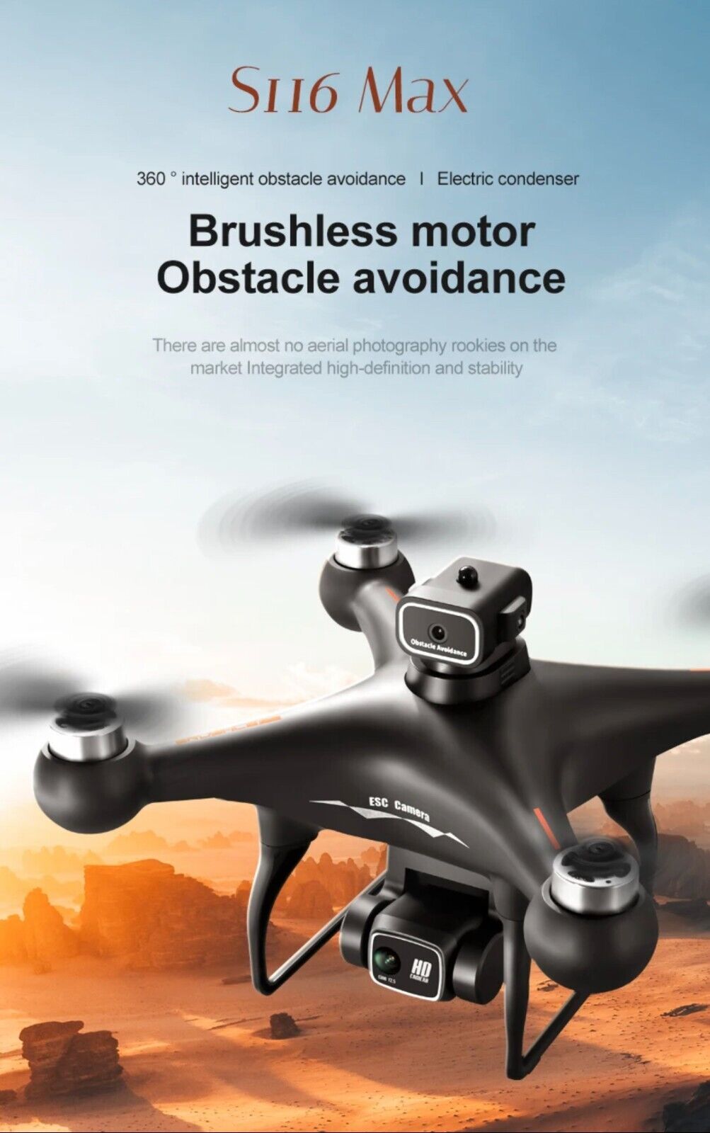 S116 Max Drone Quadcopter Obstacke Avoidance Dual Camera 4K Brushles Optical Flo