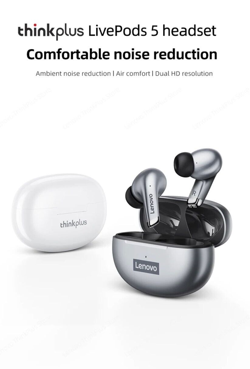 Lenovo Lp5 Wireless Bluetooth Earbuds Hi Fi Music With Mic Waterproof Quality