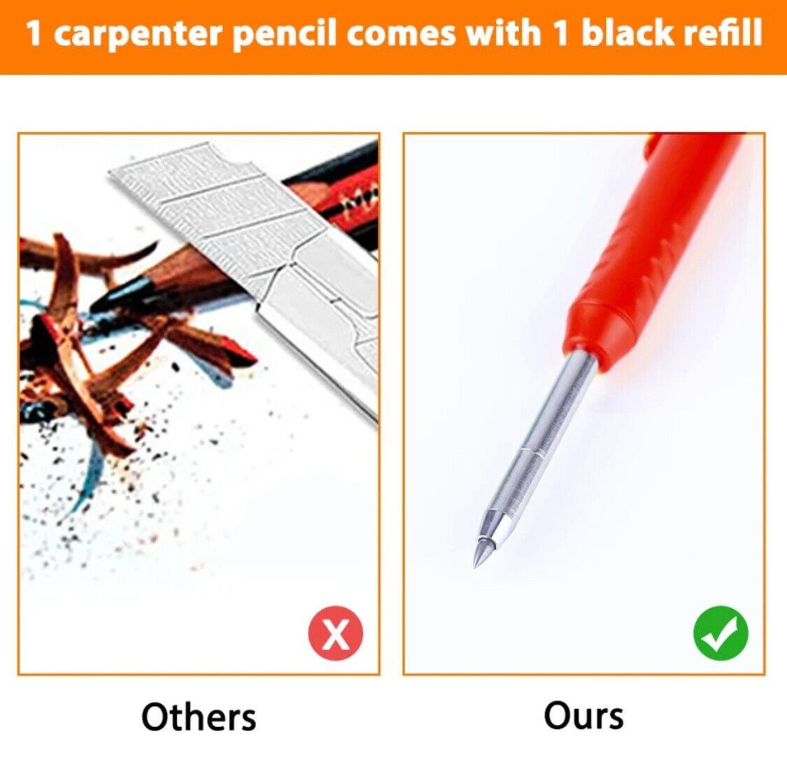 Solid Carpenter Mechanical Pencil With Sharpener Marking Pencil Scriber For Wood