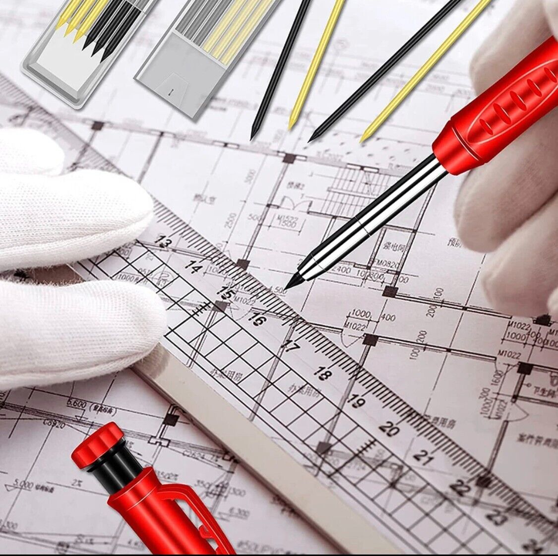 Solid Carpenter Mechanical Pencil With Sharpener Marking Pencil Scriber For Wood