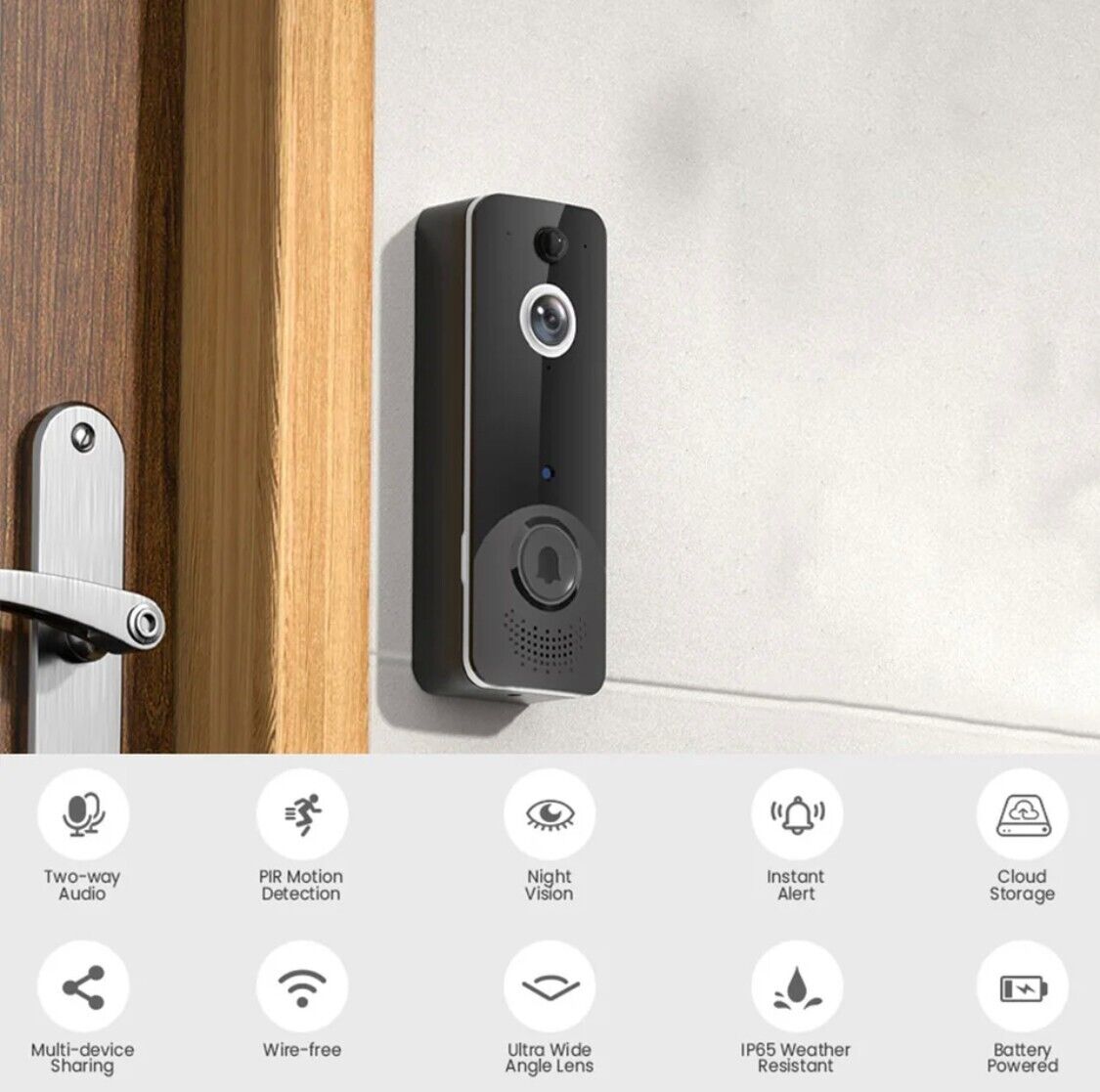WiFi Video Doorbell Camera CMOS Sensor Detection Infrared Night CLOUD Waterproof