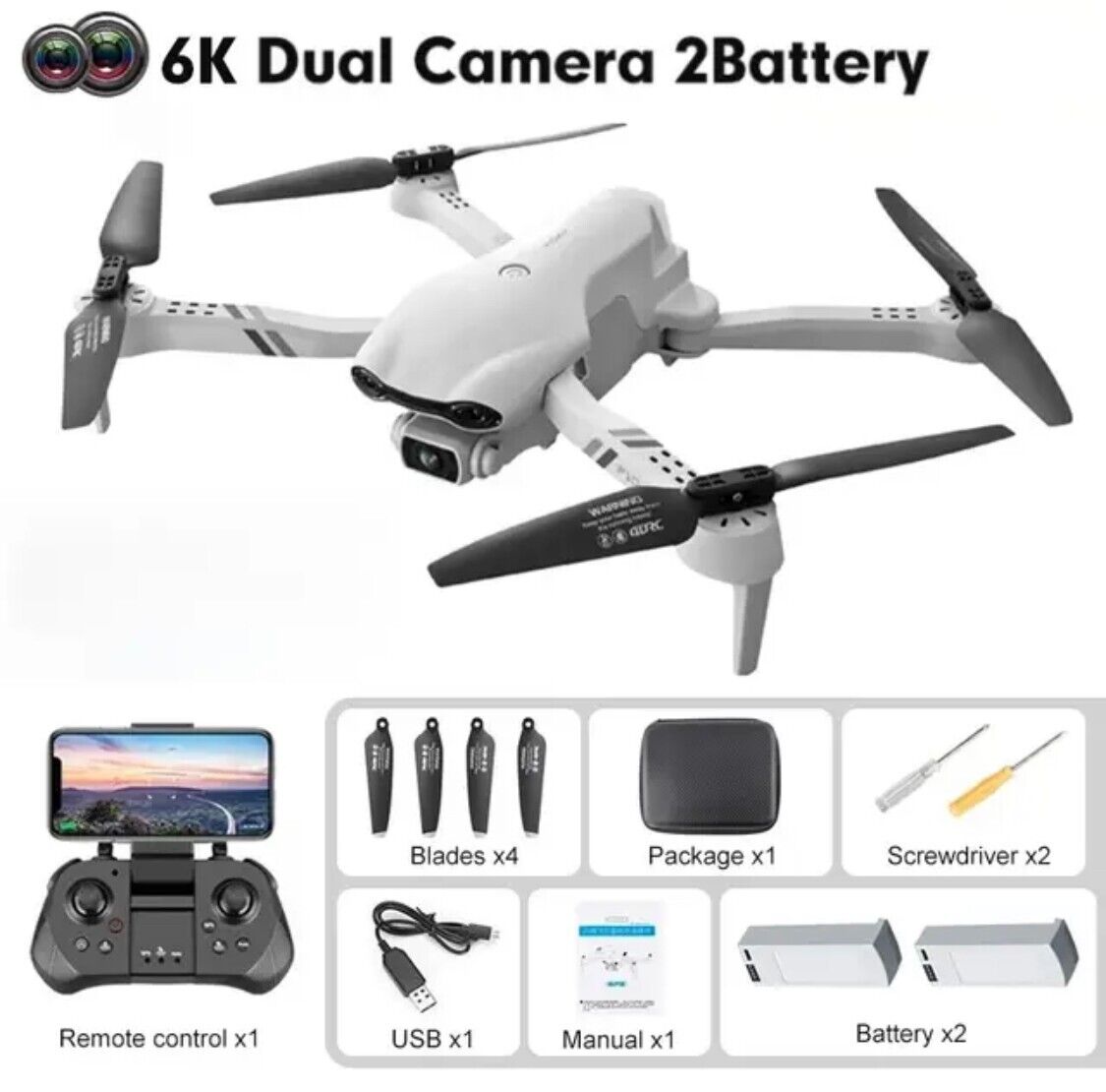 F10 Drone 6K HD Camera GPS 5G WIFI Wide Angle FPV Real Time Transmission