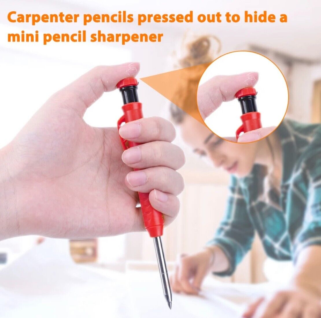 Solid Carpenter Mechanical Pencil With Sharpener Marking Pencil Scriber For Wood