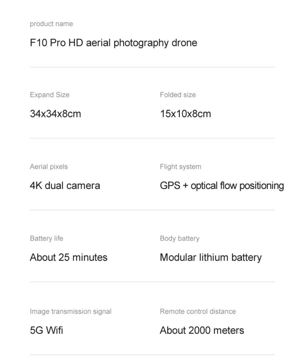 F10 Drone 6K HD Camera GPS 5G WIFI Wide Angle FPV Real Time Transmission