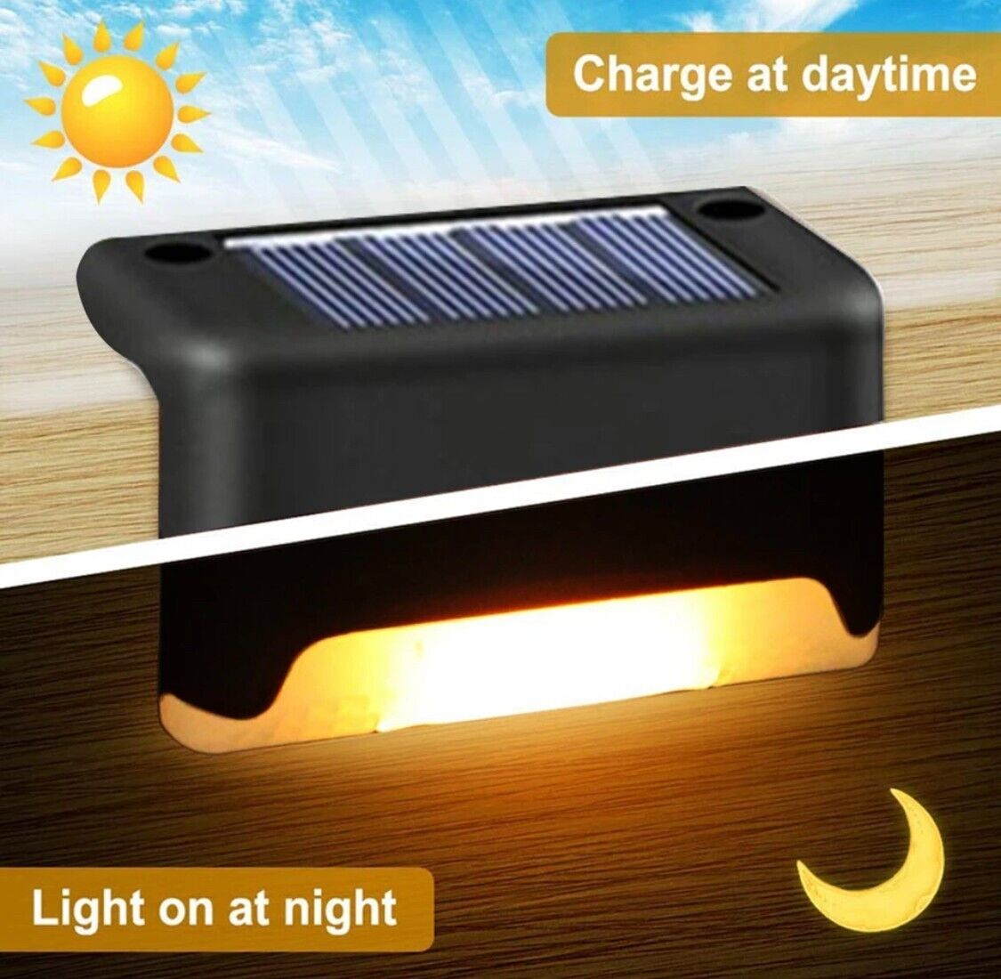 LED Solar Step Lamp Path Stair Outdoor Garden Lights Waterproof Balcony Light
