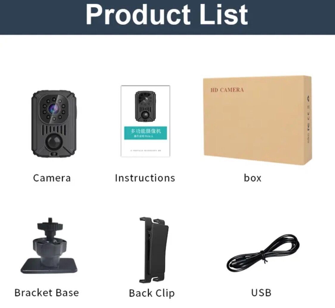 MD31 Mini PIR Video Body Camera Back Clip Photography DV Smart Camera HD 1080P