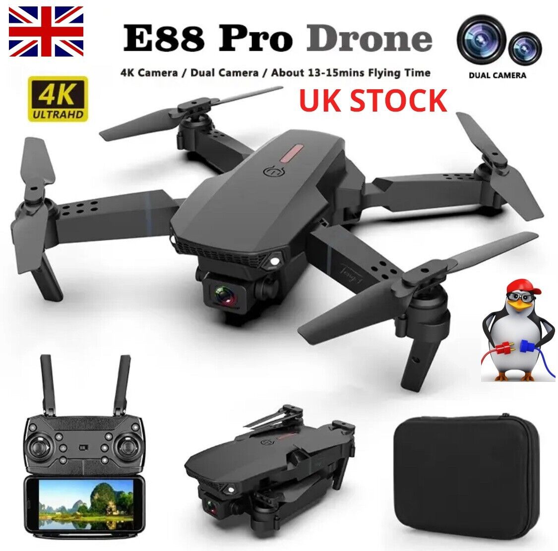 DRONE ZHENDUO E88 Pro 4k Profesional HD 4k Rc Airplane Dual-Camera Wide-Angle