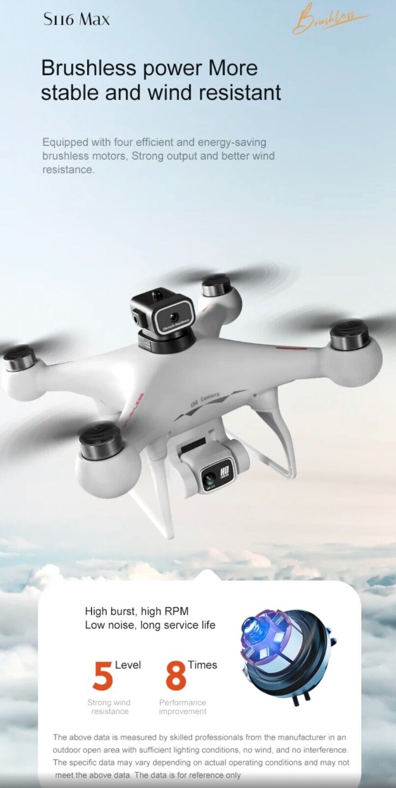 S116 Max Drone Quadcopter Obstacke Avoidance Dual Camera 4K Brushles Optical Flo