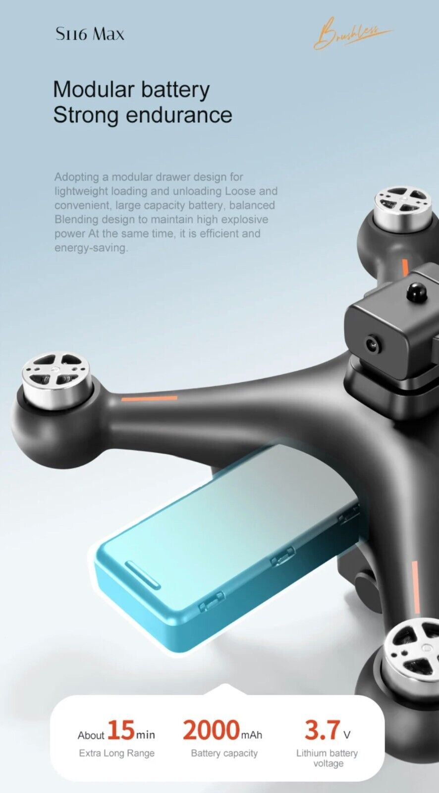 S116 Max Drone Quadcopter Obstacke Avoidance Dual Camera 4K Brushles Optical Flo