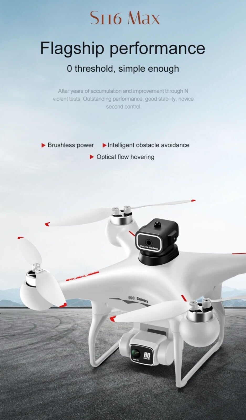 S116 Max Drone Quadcopter Obstacke Avoidance Dual Camera 4K Brushles Optical Flo