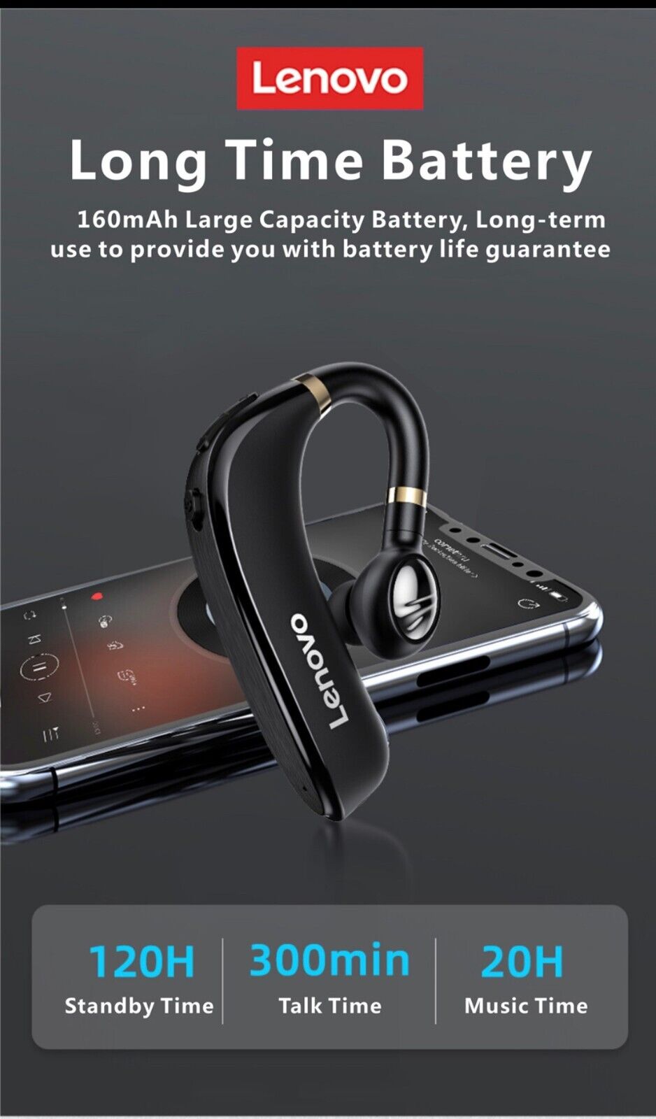 Original Lenovo HX106 Bluetooth Earphone Pro Ear Hook Wireless Bluetooth 5.0