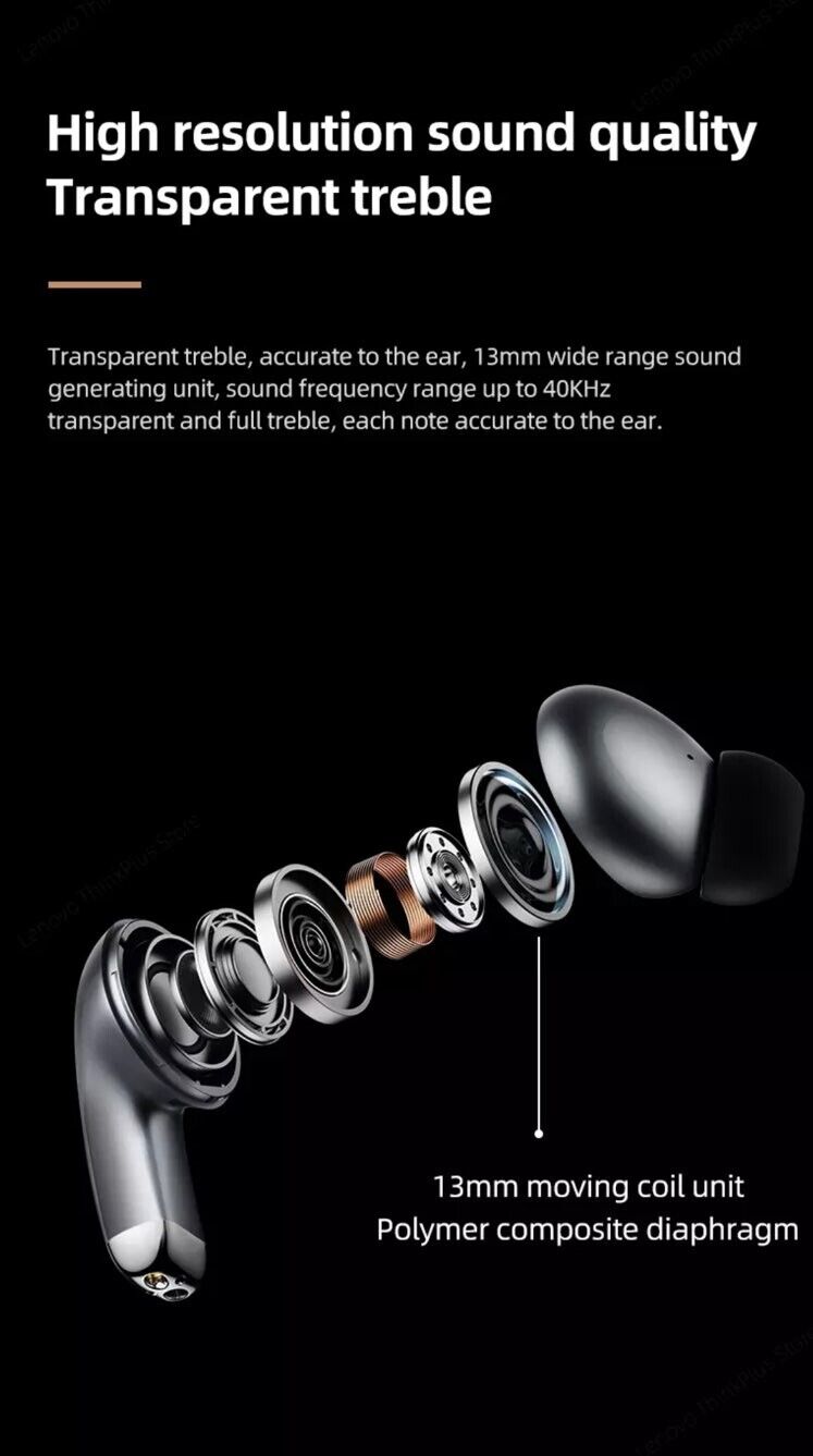 Lenovo Lp5 Wireless Bluetooth Earbuds Hi Fi Music With Mic Waterproof Quality