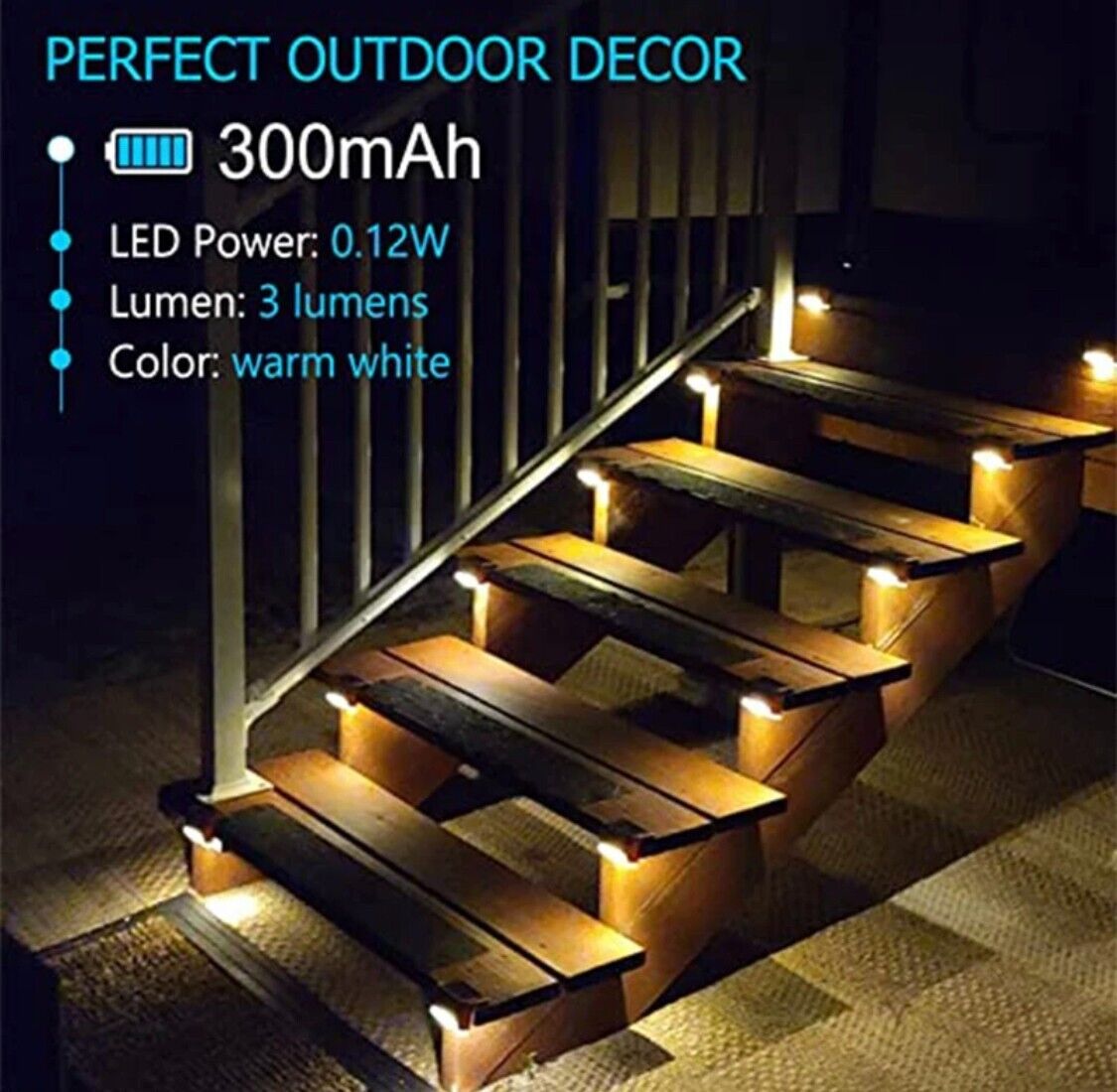 LED Solar Step Lamp Path Stair Outdoor Garden Lights Waterproof Balcony Light