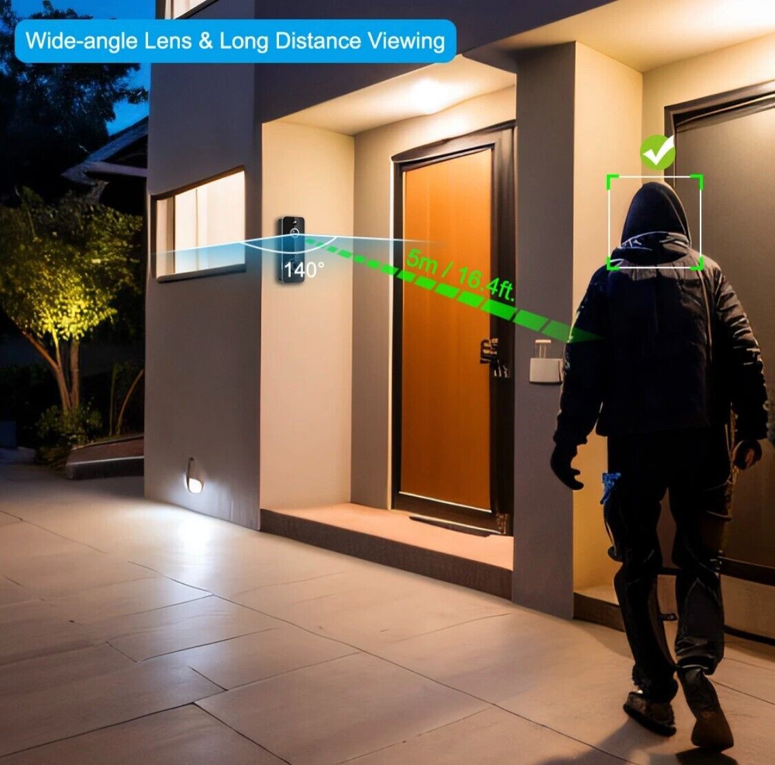 WiFi Video Doorbell Camera CMOS Sensor Detection Infrared Night CLOUD Waterproof