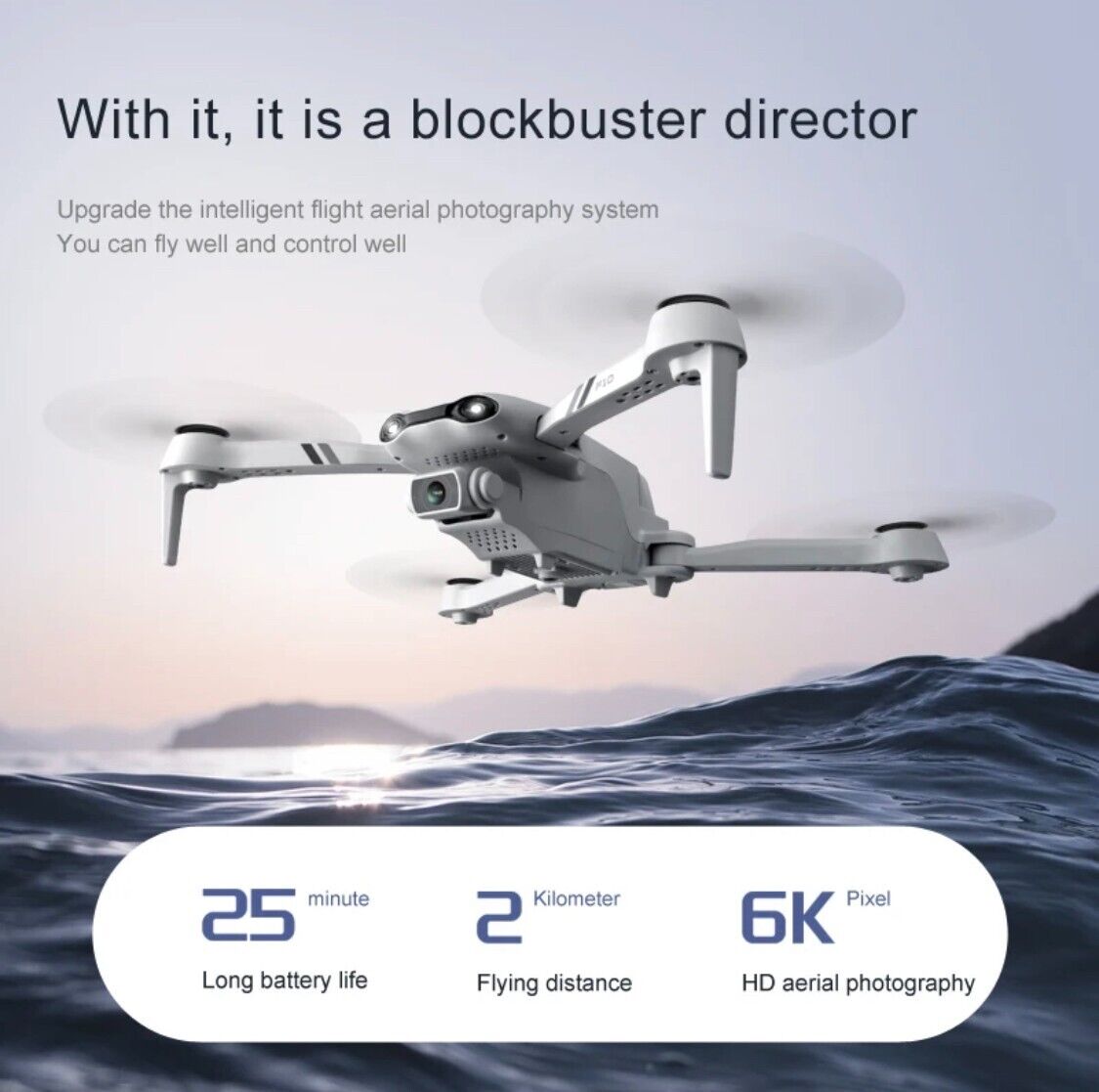 F10 Drone 6K HD Camera GPS 5G WIFI Wide Angle FPV Real Time Transmission